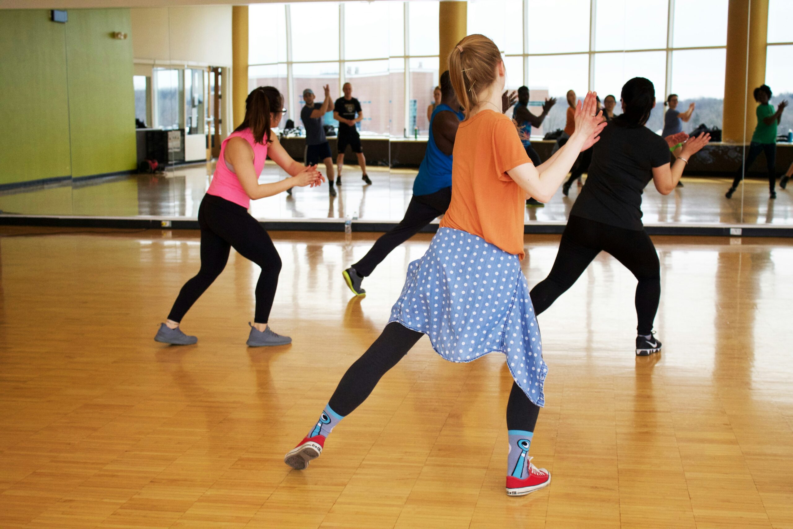 Group dancing in studio